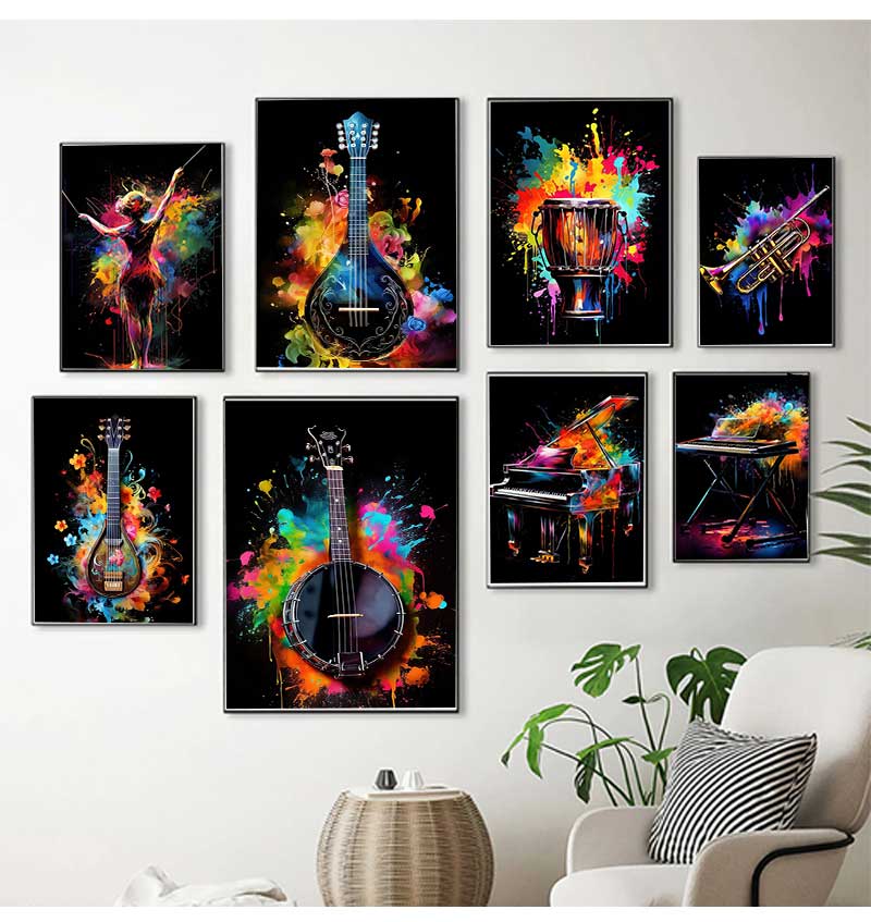 Resin Art Studio - Классические музыкальные инструменты: фортепиано, гитара. Постеры