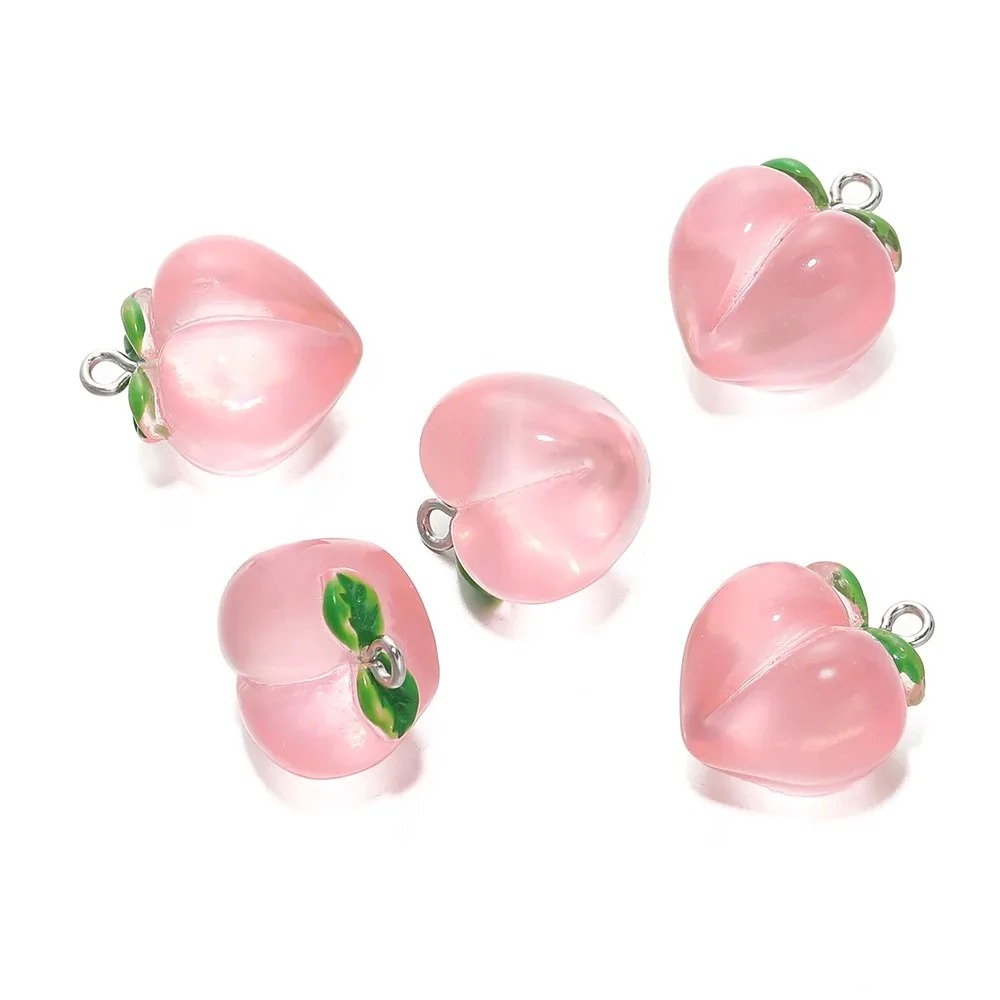 Resin Art Keychain - 10 шт. прозрачных розовых персиковых подвесок