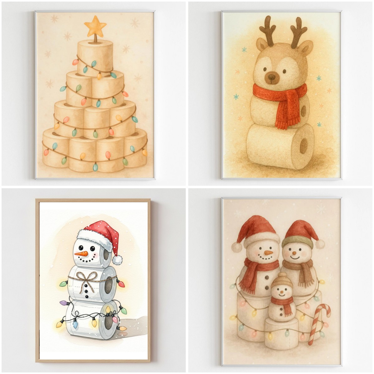 Resin Art Wallpaper - Забавное рождественское настенное искусство из туалетной
